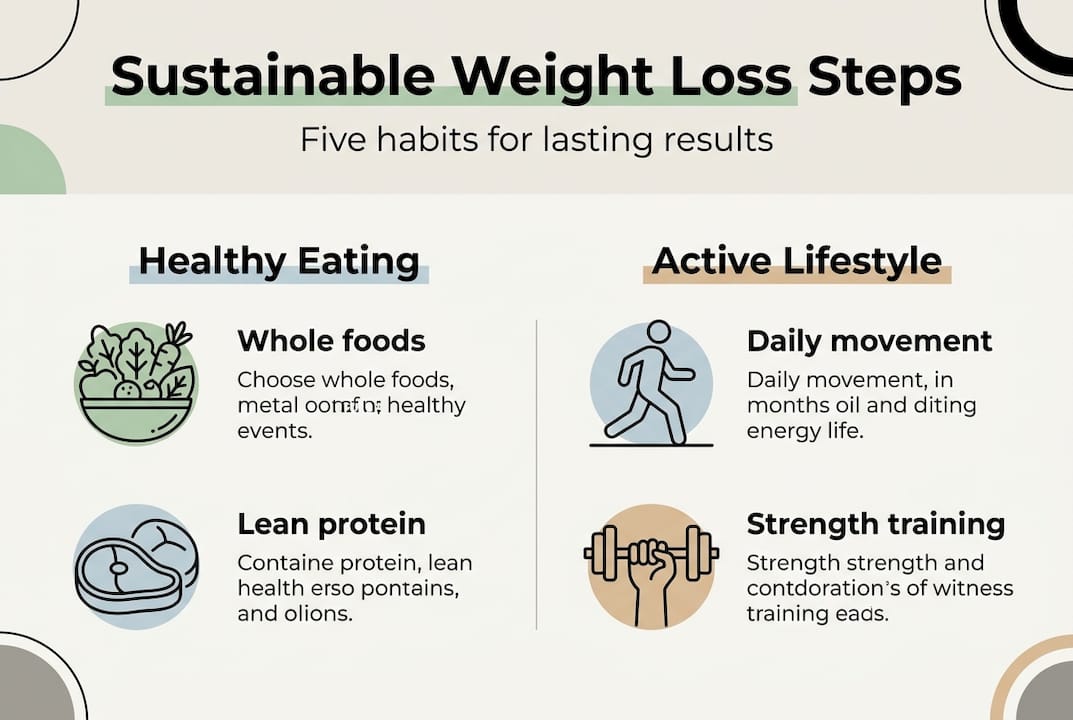 Infographic showing healthy eating and activity steps