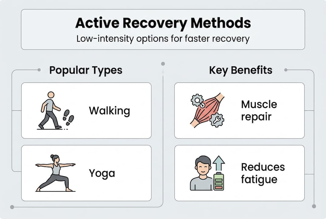 Infographic comparing types and benefits of active recovery