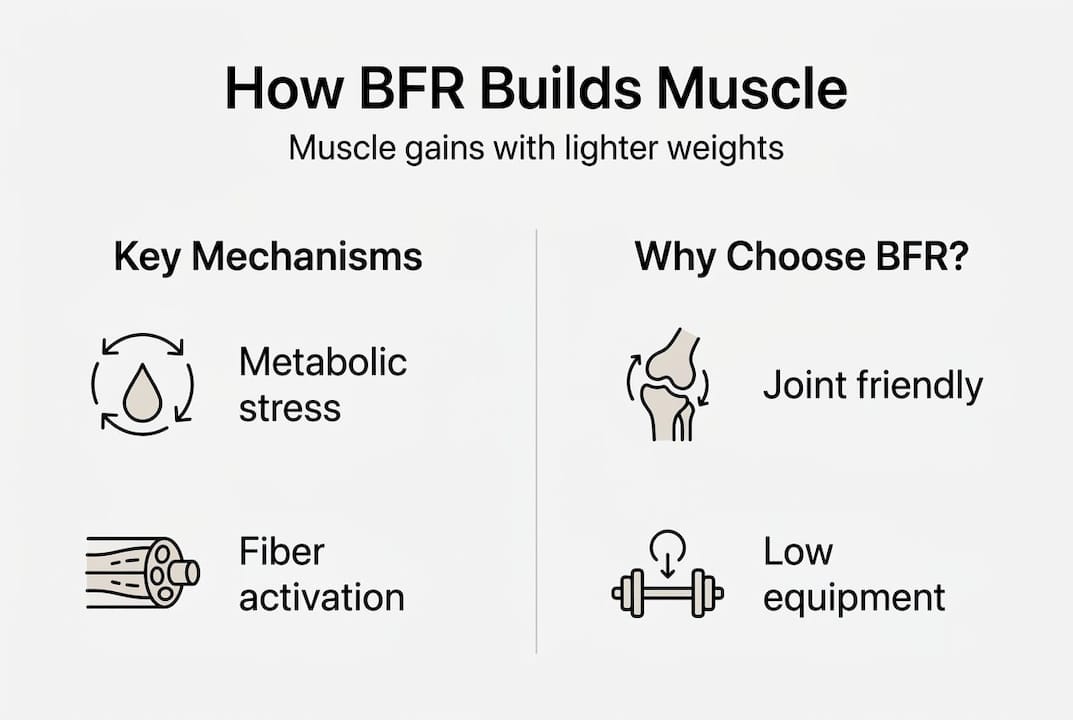 Infographic summarizing BFR training mechanisms and benefits