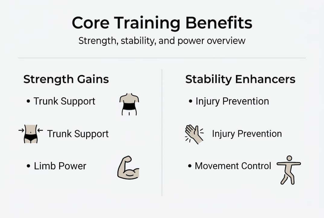 Infographic of core strength and stability benefits