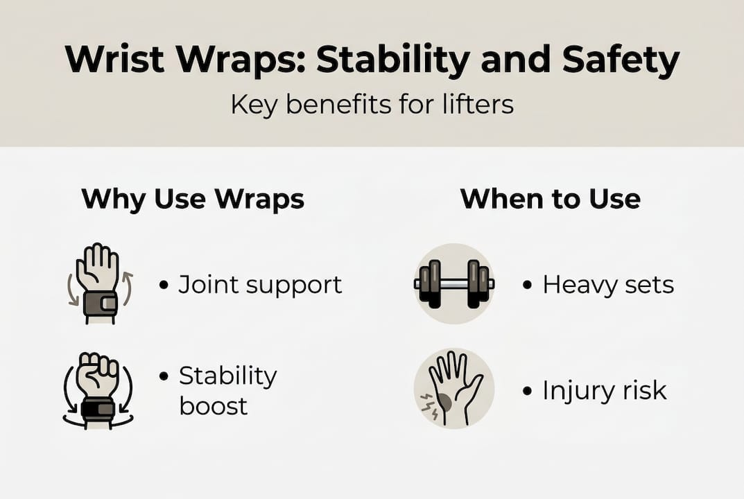 Infographic showing wrist wrap uses and safety tips