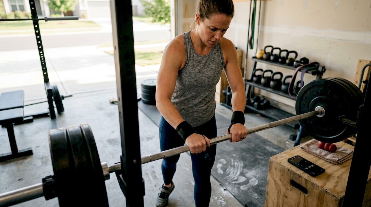 Woman adjusting grip wearing wrist wraps