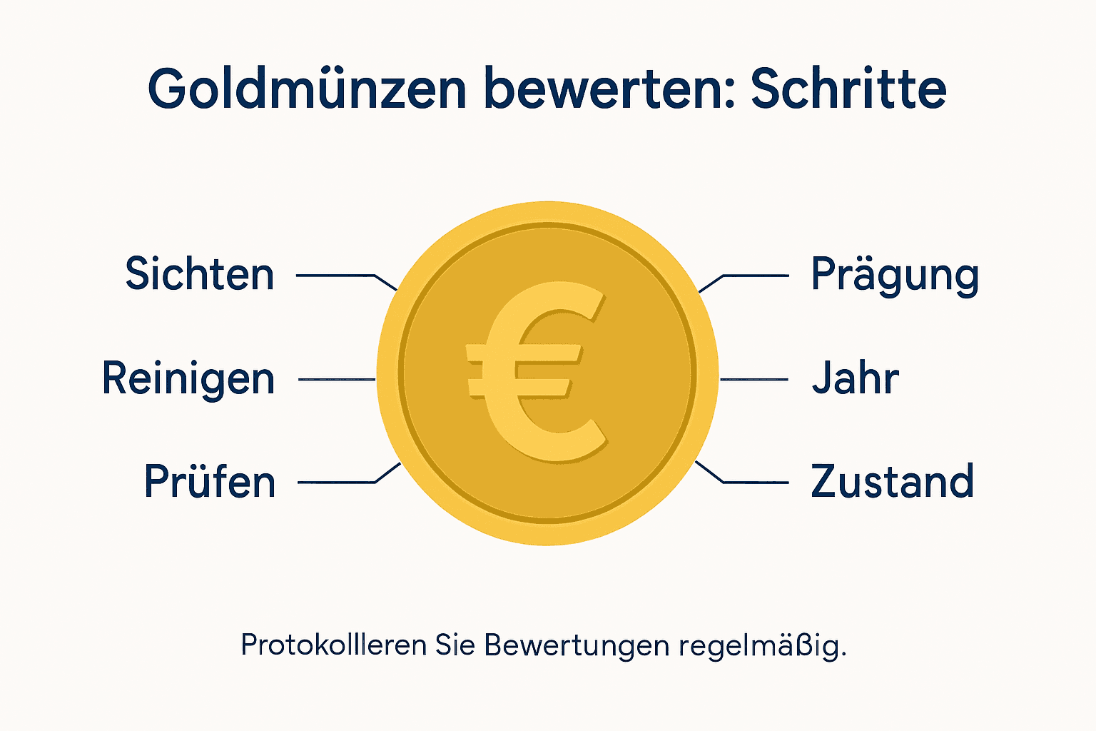 Übersichtsgrafik: So bewerten Sie Goldmünzen Schritt für Schritt