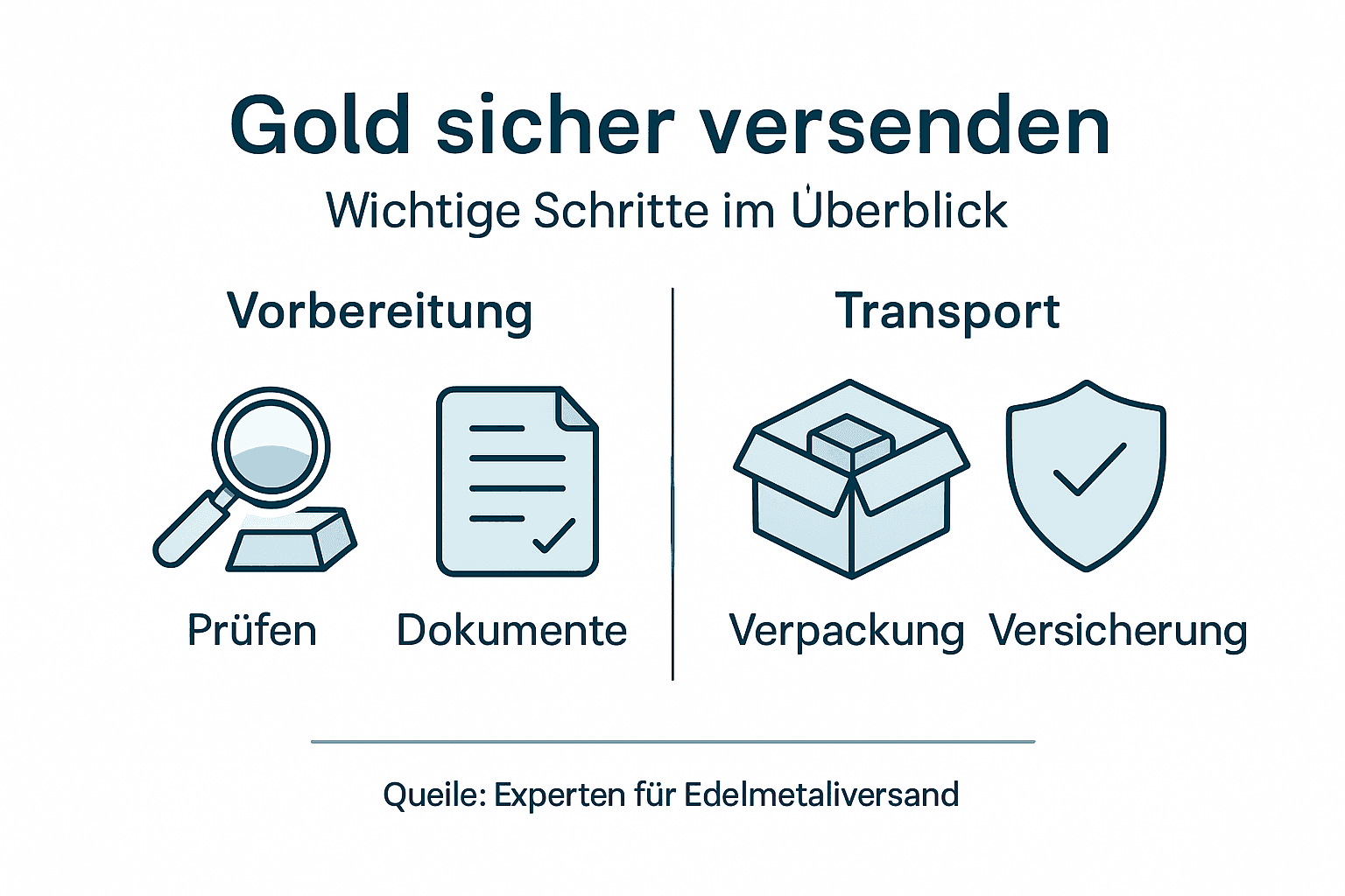 Grafik: So funktioniert der Versand Ihres Goldes – Schritt für Schritt erklärt