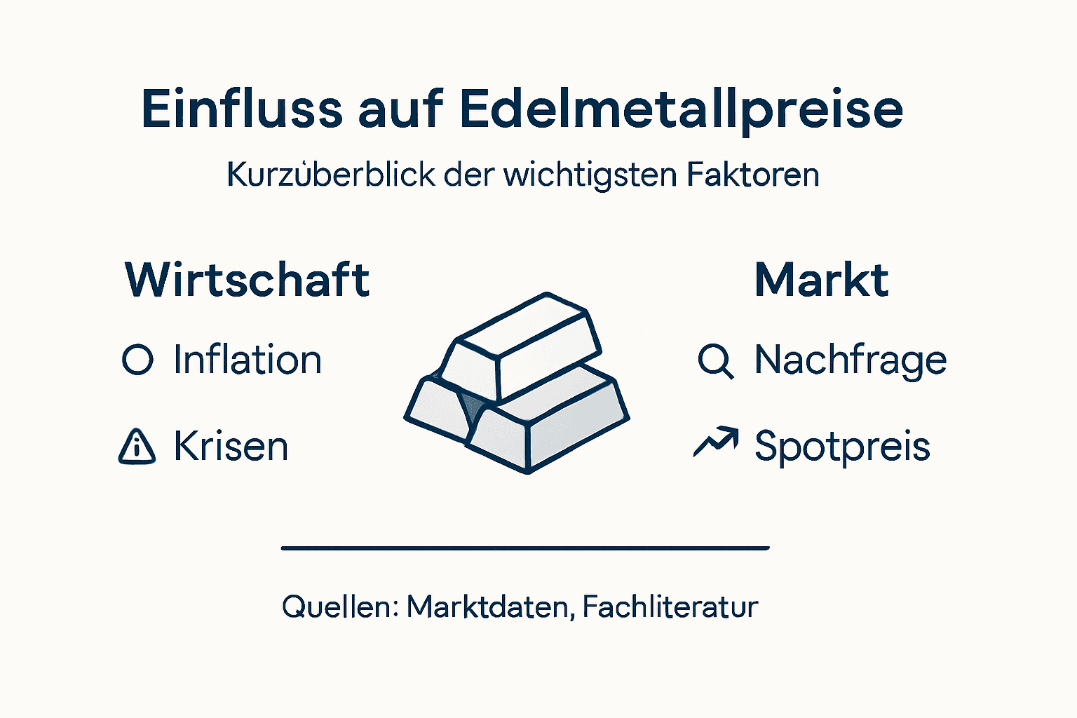 Grafische Übersicht: Welche Faktoren beeinflussen die Preise von Gold und Silber?