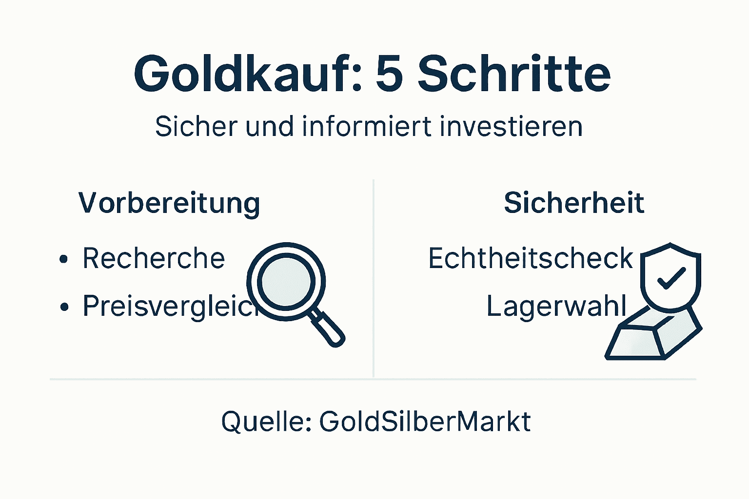 Gold kaufen leicht gemacht: Die fünf wichtigsten Schritte im Überblick – Ihre Infografik für den erfolgreichen Einstieg.