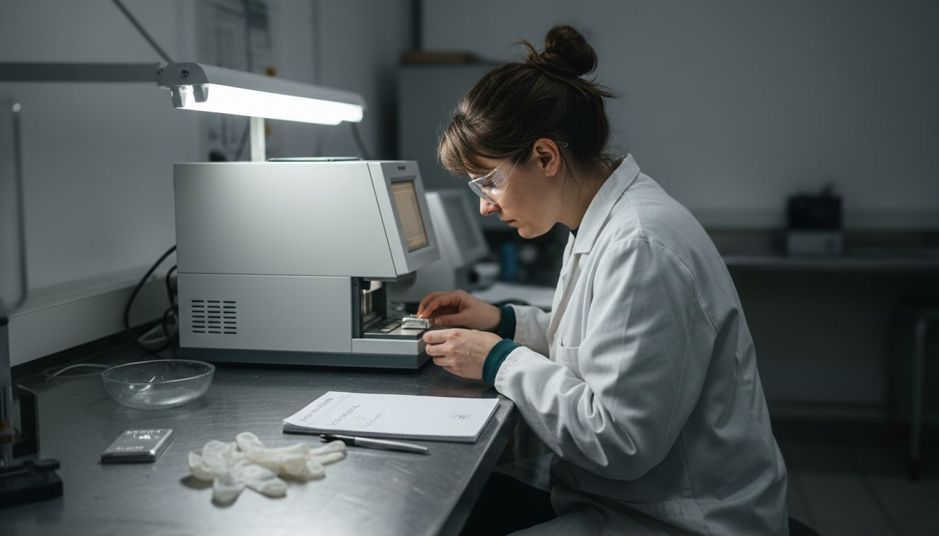 Im Labor wird der Silberbarren einer gründlichen Analyse unterzogen.