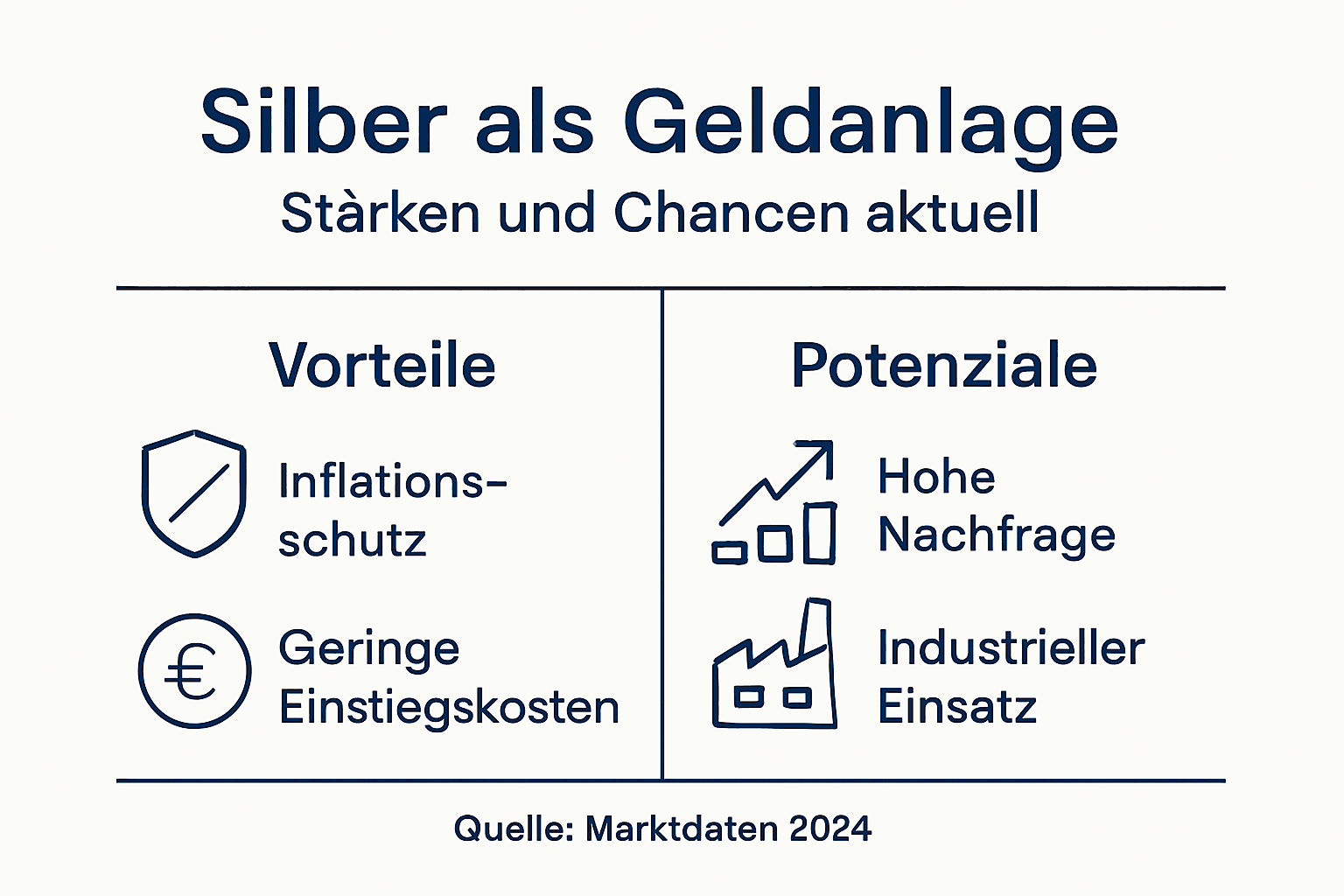 Grafik: Die wichtigsten Chancen und Vorteile von Silber im Überblick
