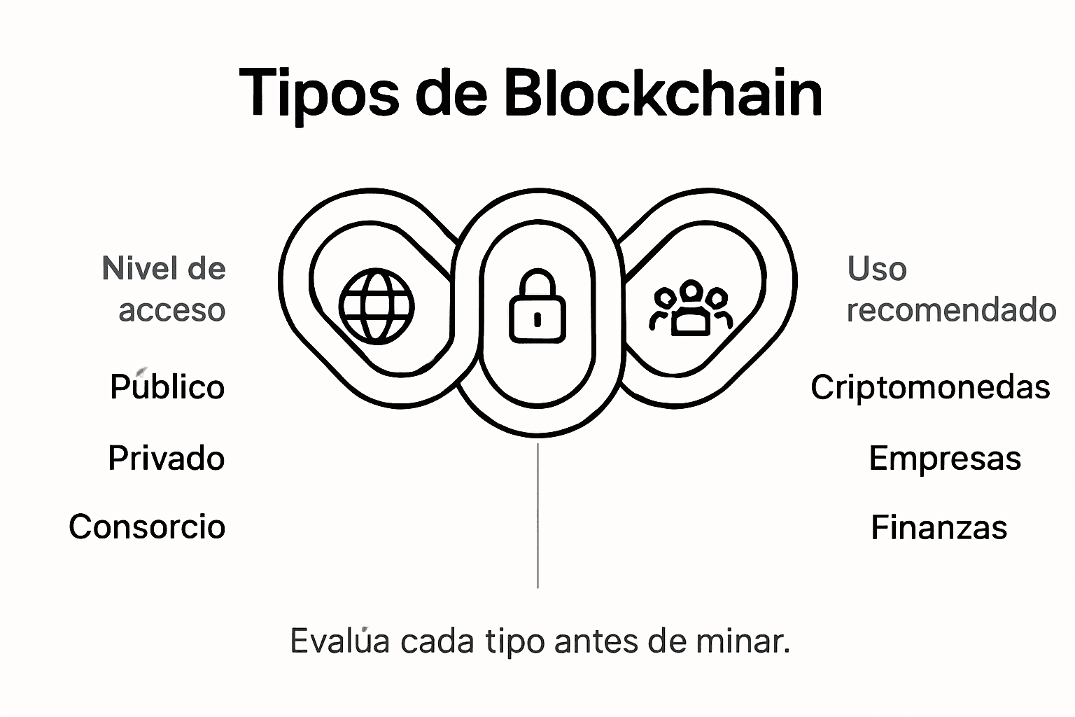 Guía visual sobre los distintos tipos de blockchain pensada para mineros