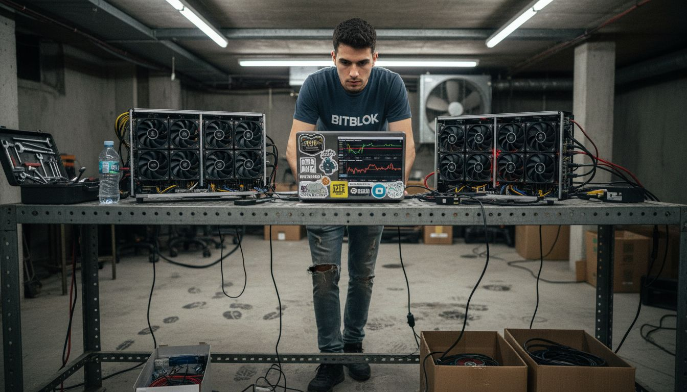 Especialista realiza mantenimiento a equipos de minería de altcoins