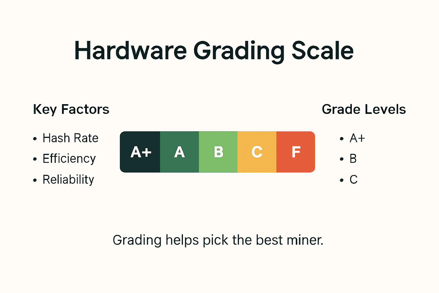 Infographic showing hardware grading scale and key factors