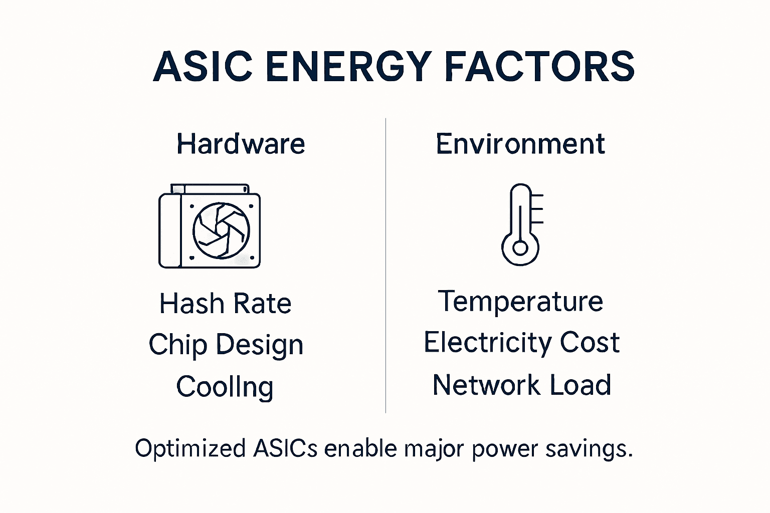 Infographic summarizing ASIC mining energy factors