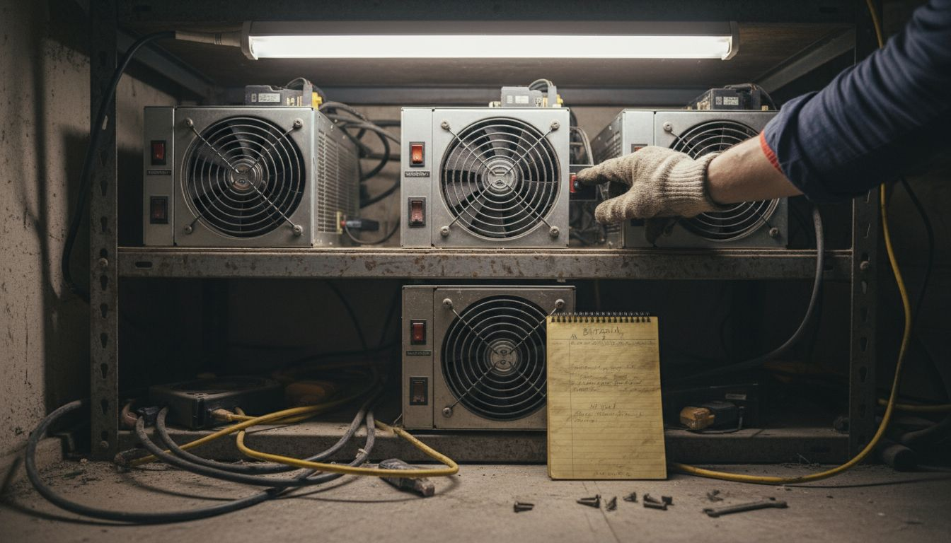 Detalle en primer plano de equipos ASIC utilizados para la minería de bitcoins.