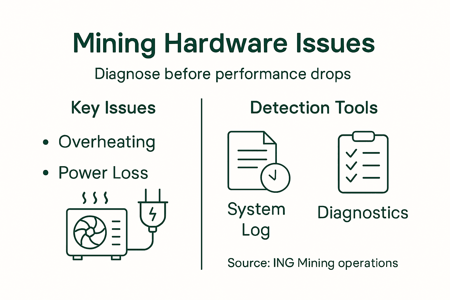 Infographic listing common mining hardware issues