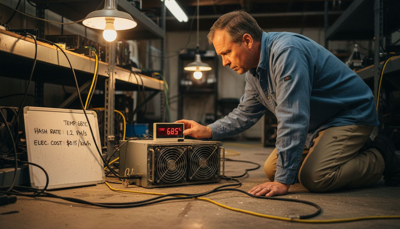 Engineer inspecting specialized mining system