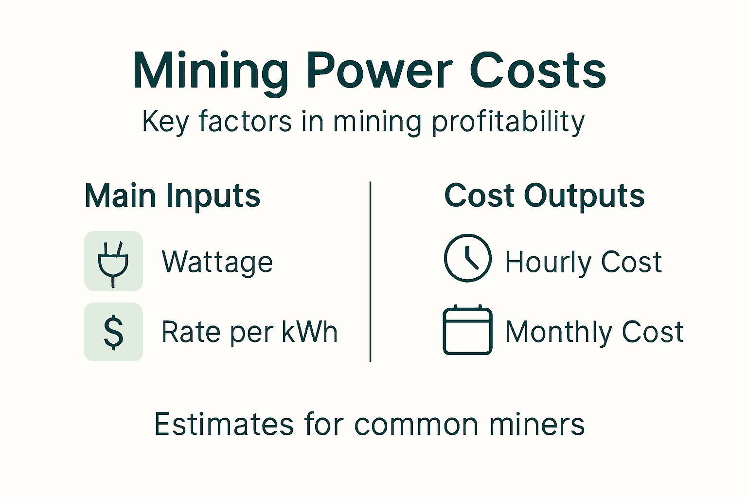 Infographic calculating mining power cost factors