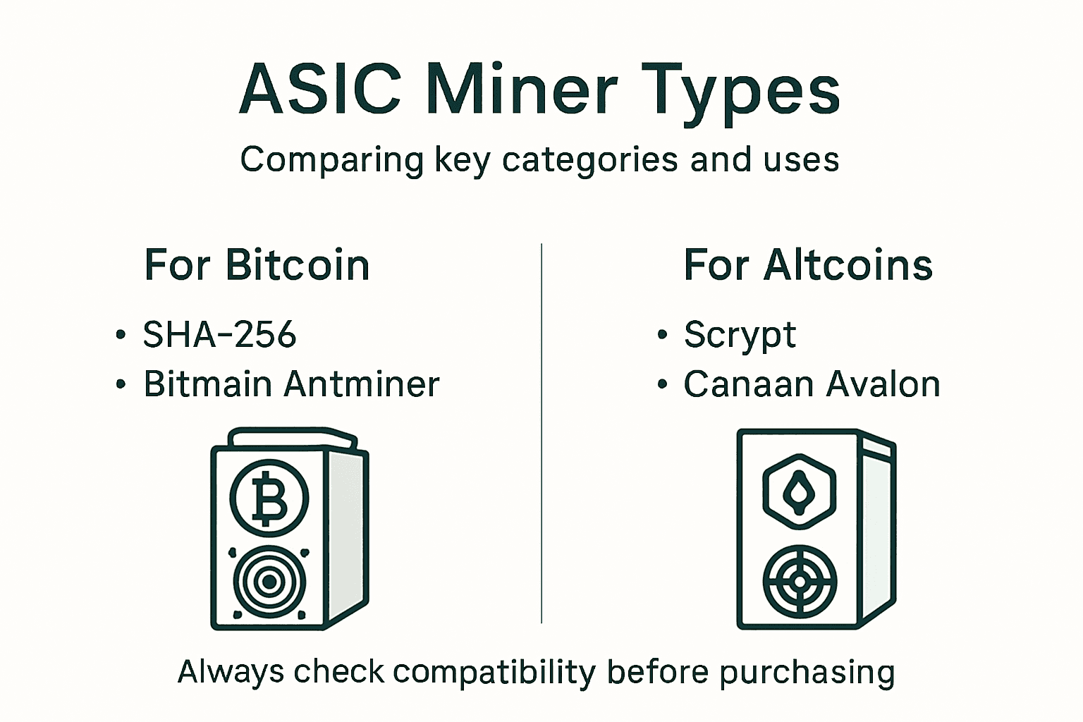 Infographic overview of ASIC miner categories