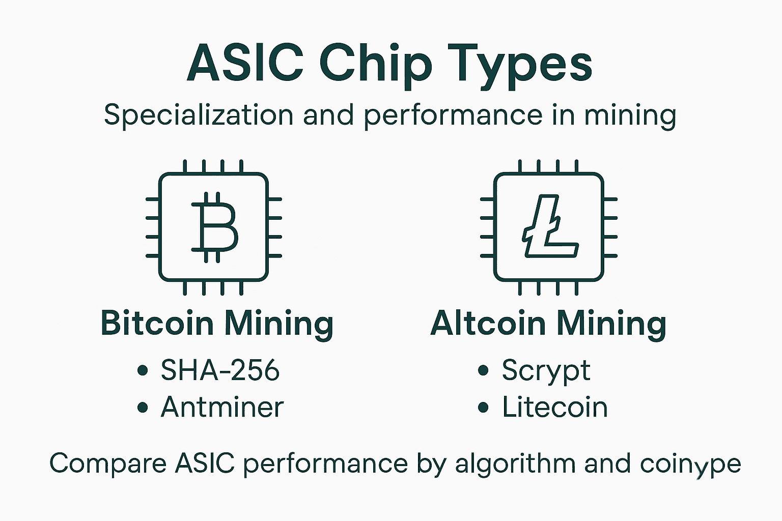 Infographic comparing ASIC chip types for mining