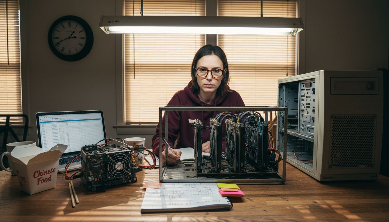 Comparing mining hardware on kitchen table