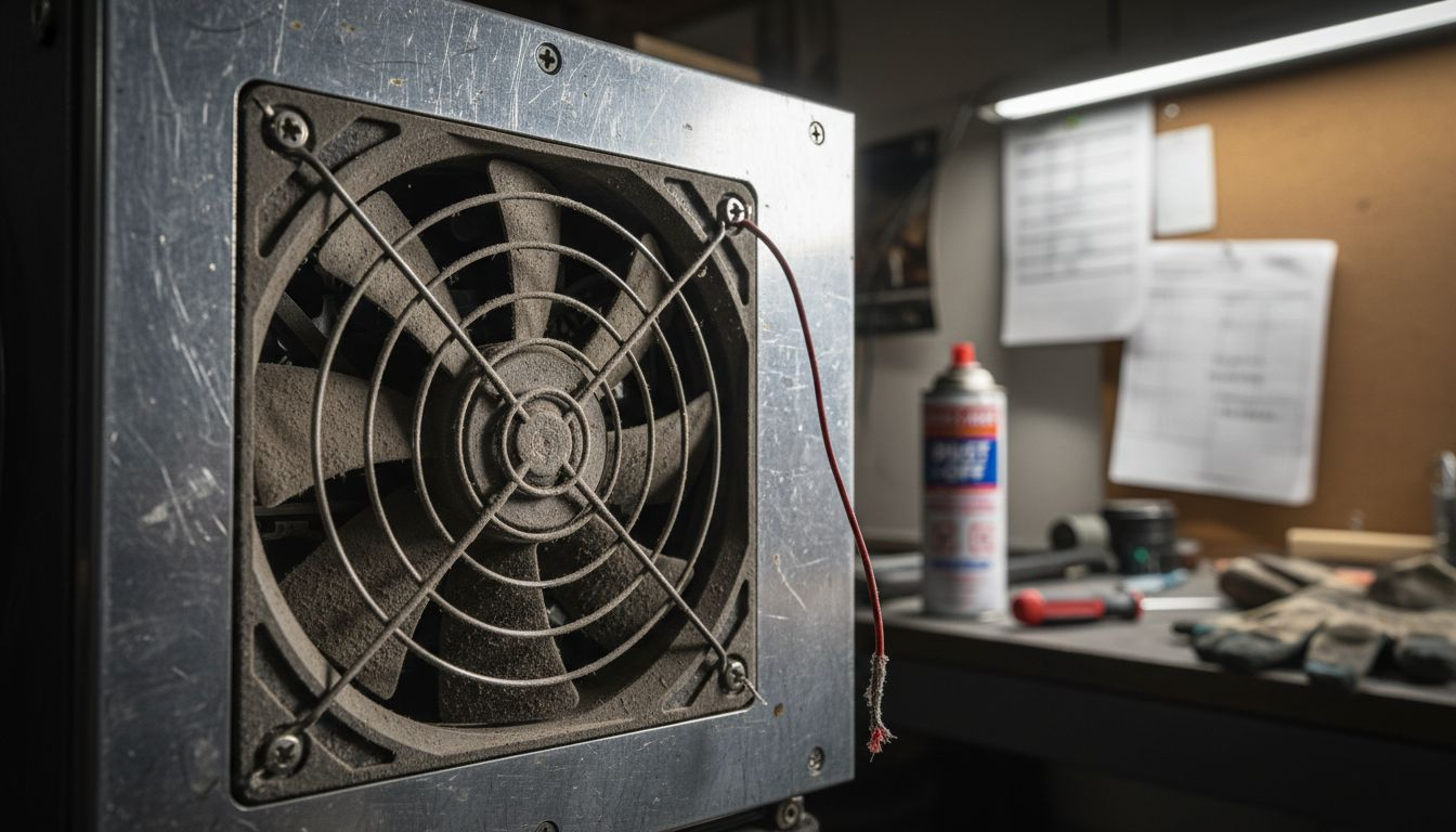 Detail of noisy ASIC cooling fan