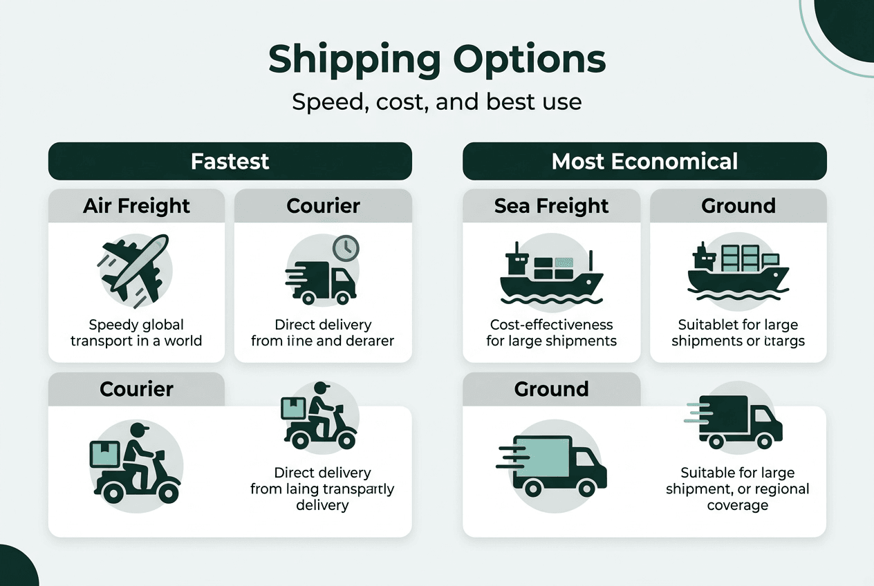 Infographic comparing shipping options key points