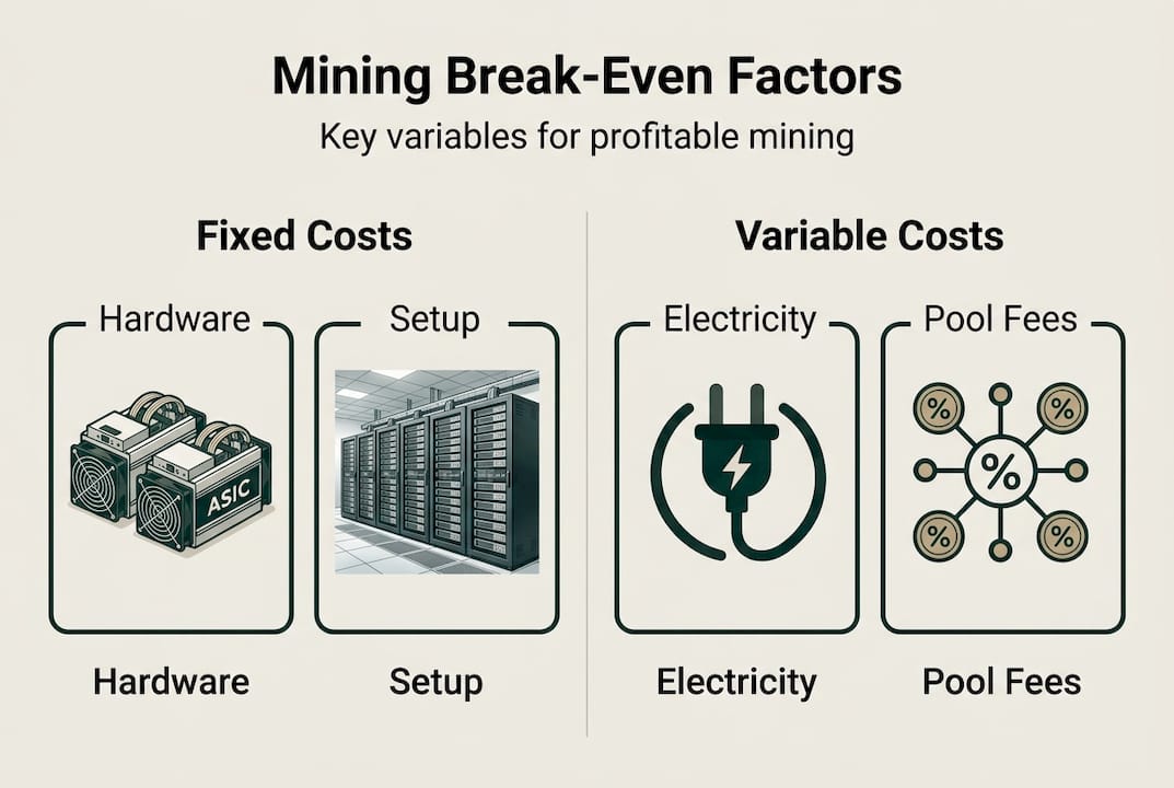 Infographic of mining break-even factors split by type