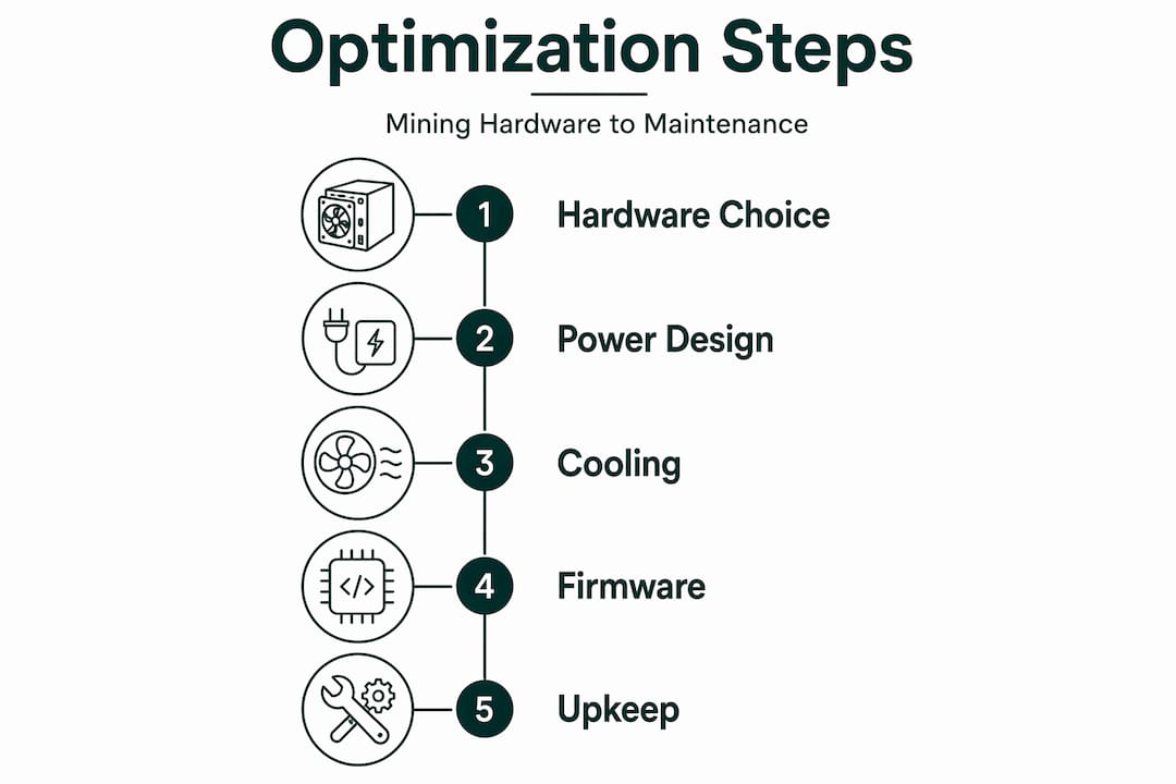 Infographic of mining hardware optimization steps