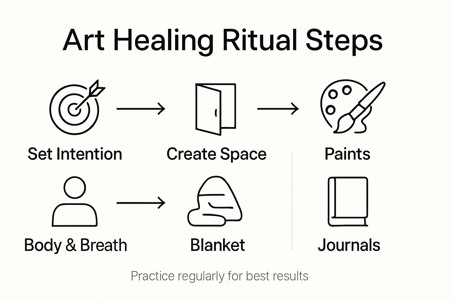 Infographic outlining steps for art healing ritual
