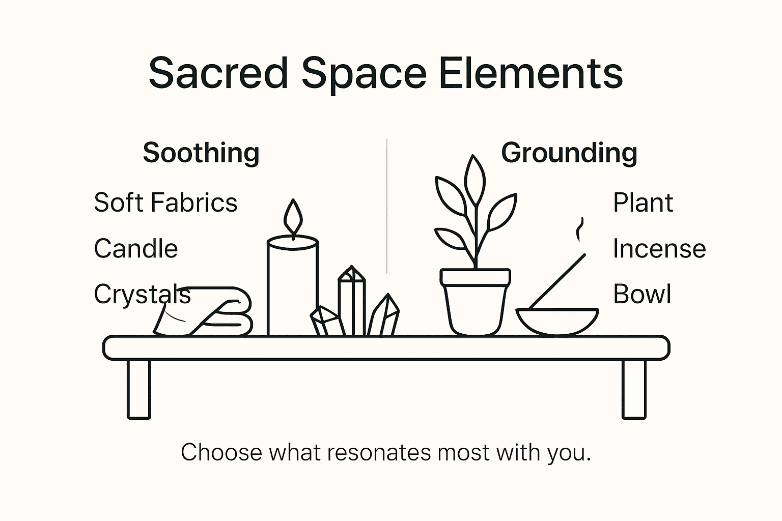 Infographic showing sacred space elements icons