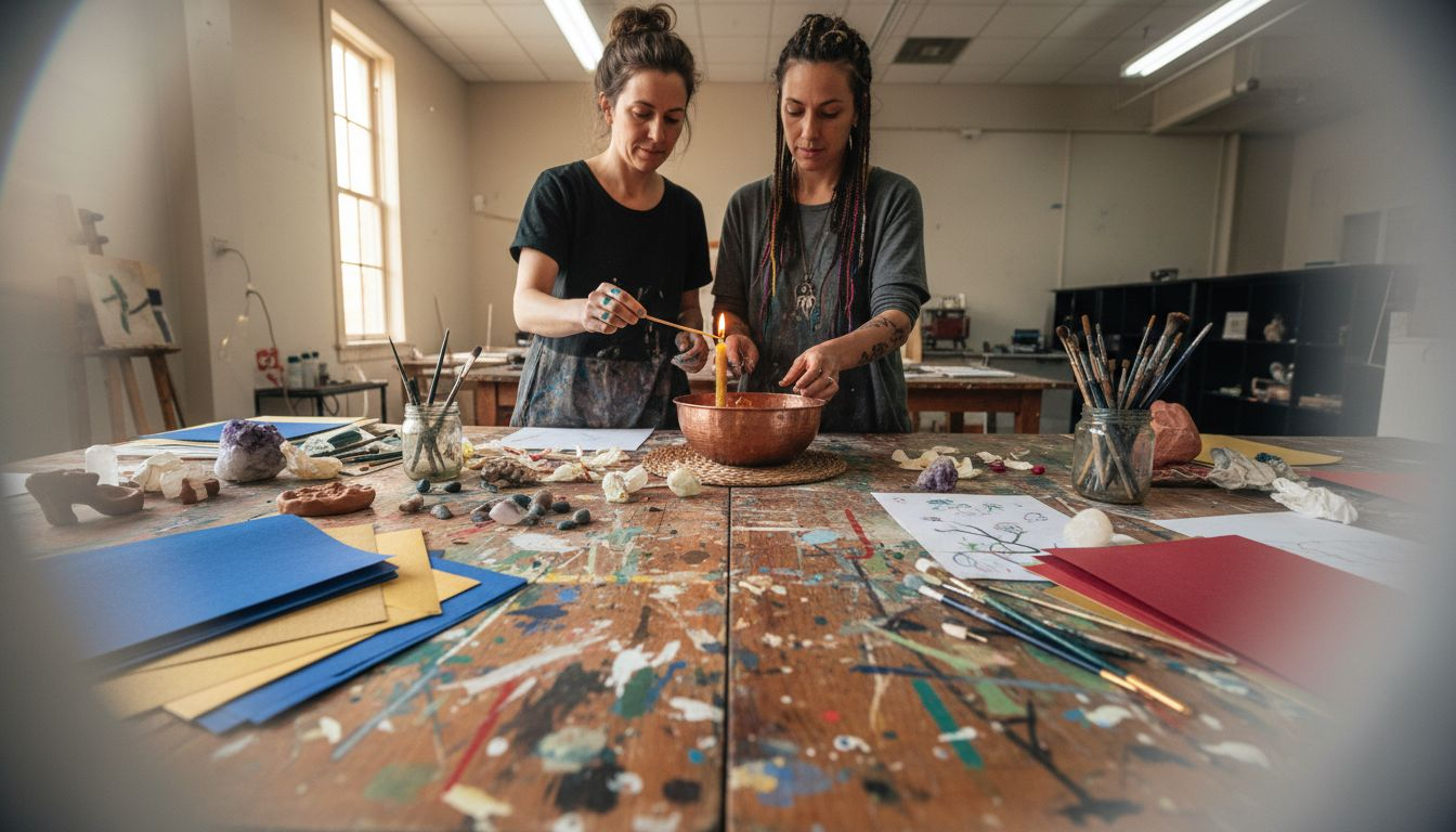 Women preparing ritualistic art therapy