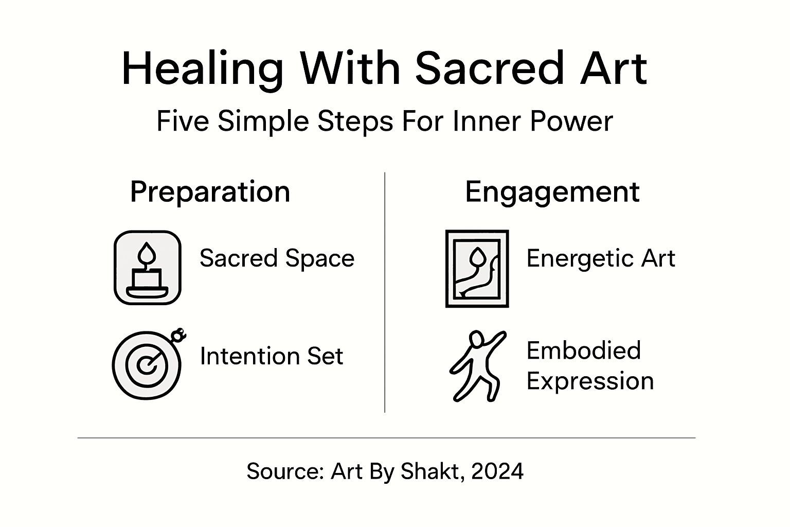 Infographic showing five sacred art healing steps