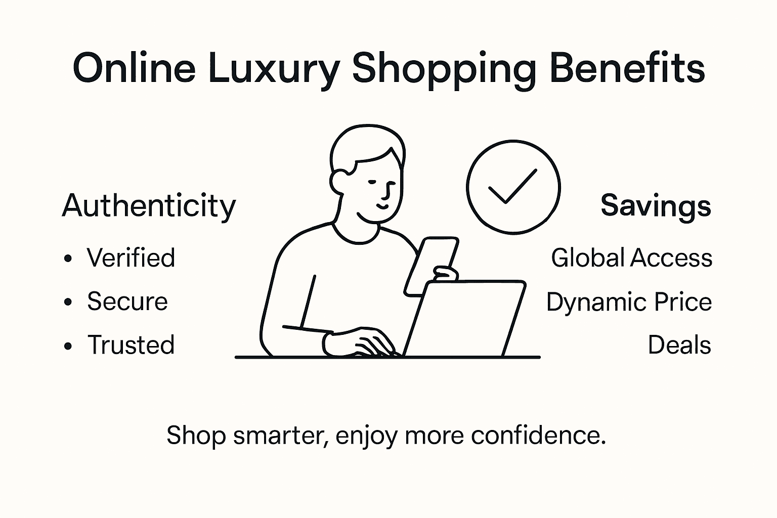 Infographic with luxury online shopping benefits