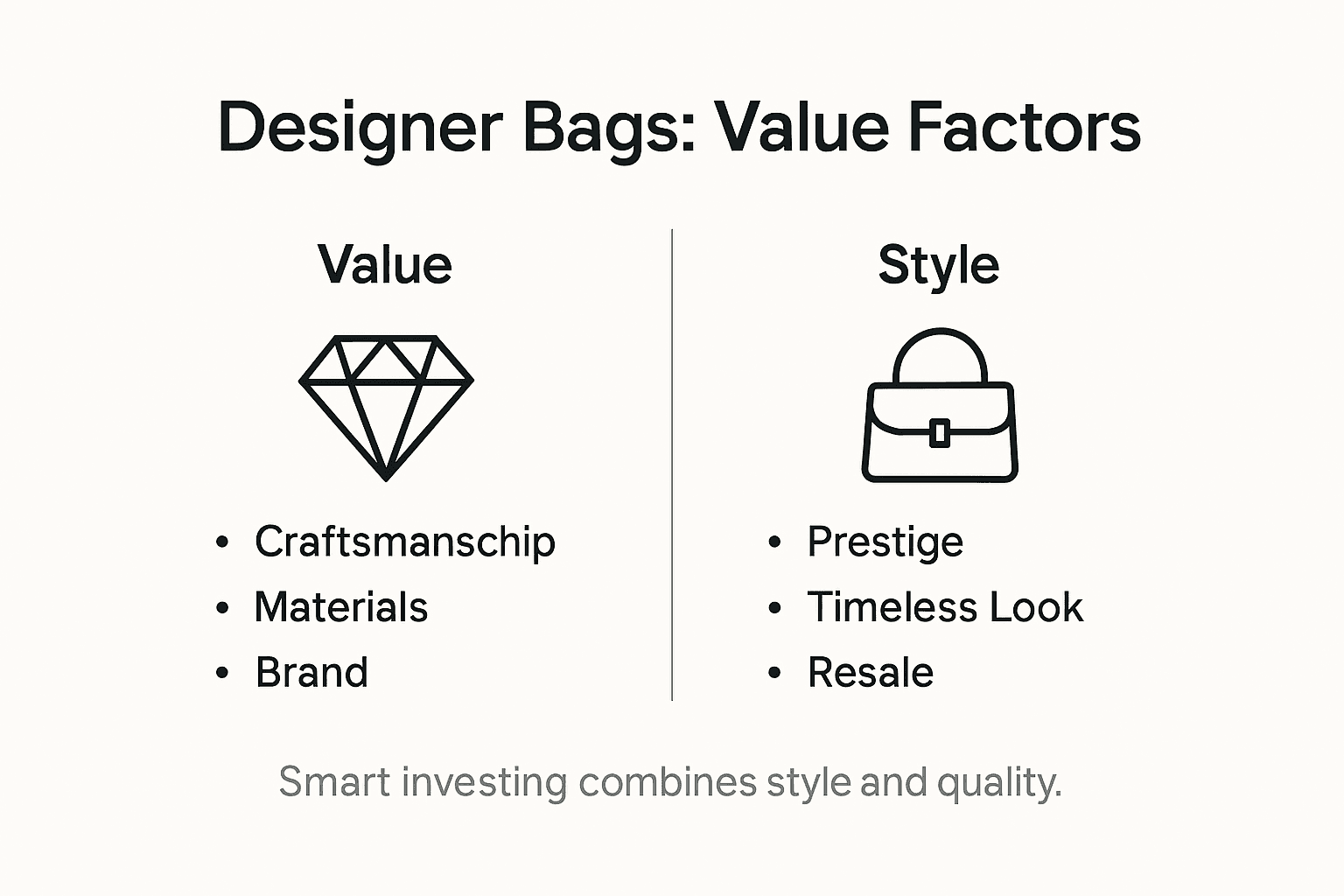 Infographic showing designer bag value factors