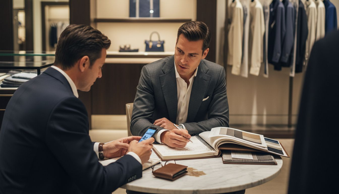 Personal shopper consulting with client in store