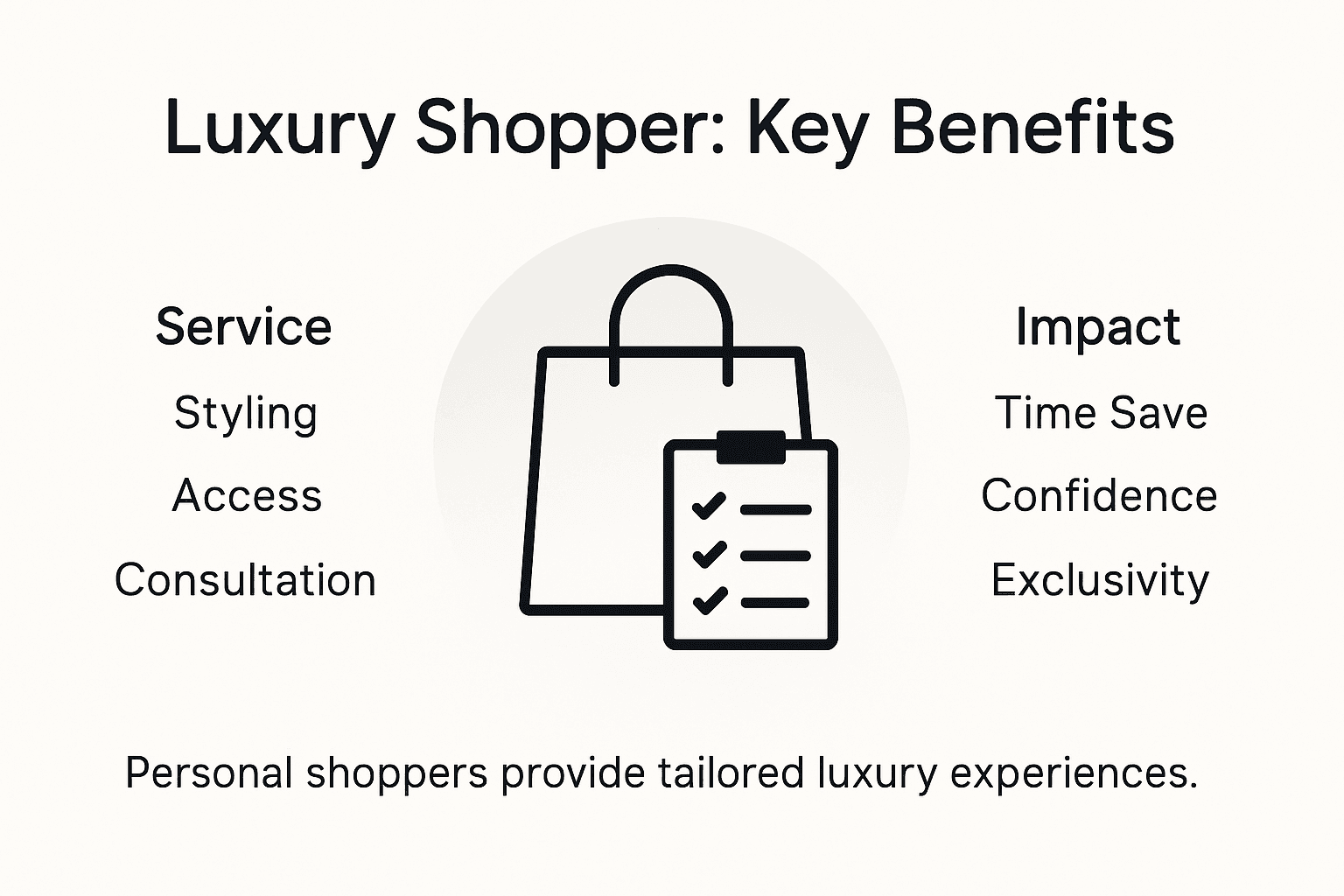 Infographic showing key benefits of luxury personal shopping