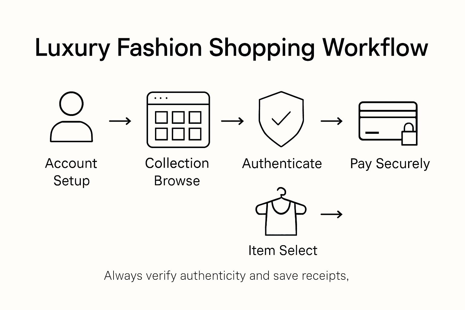 Infographic showing luxury fashion shopping steps