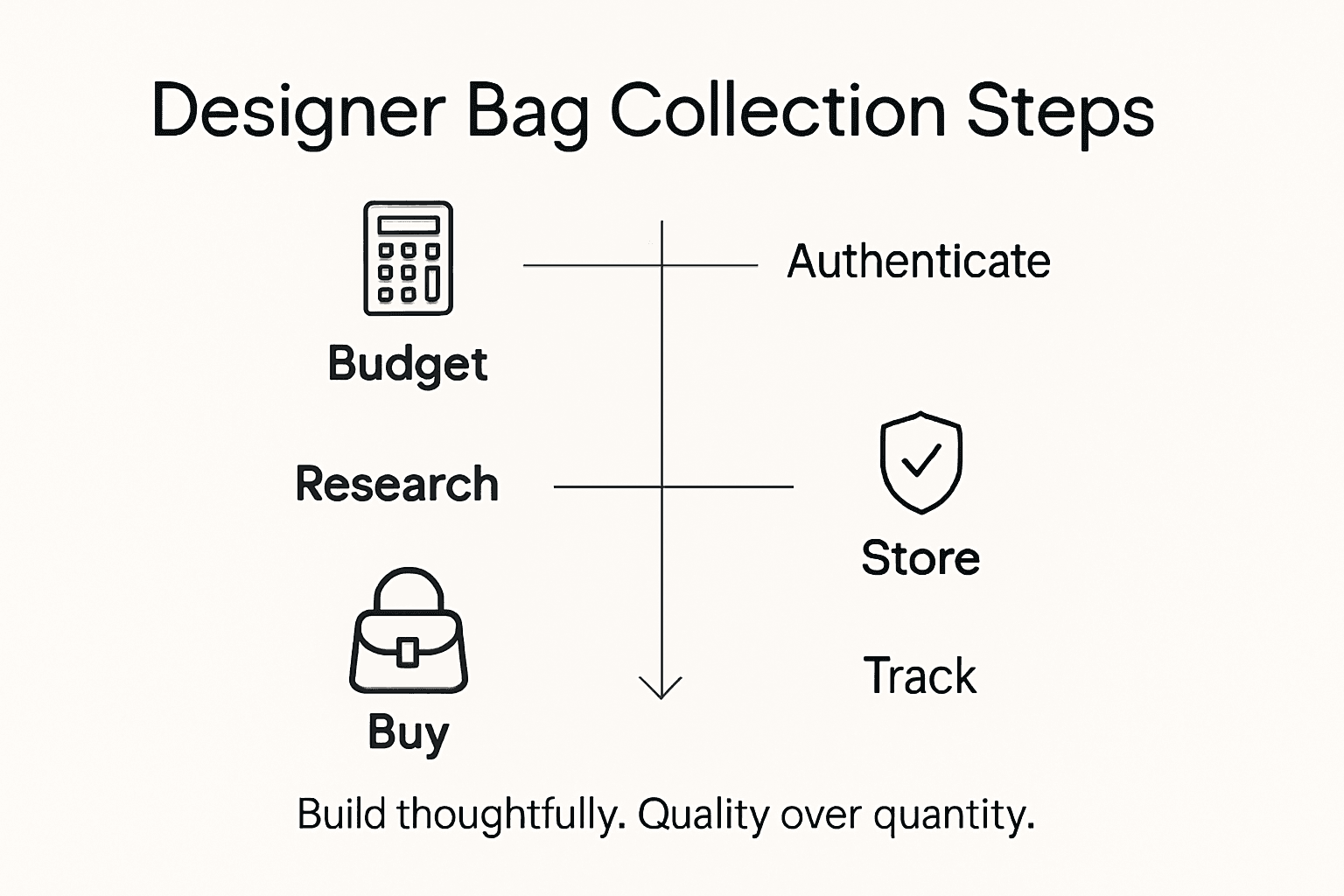 Infographic showing designer bag collection steps