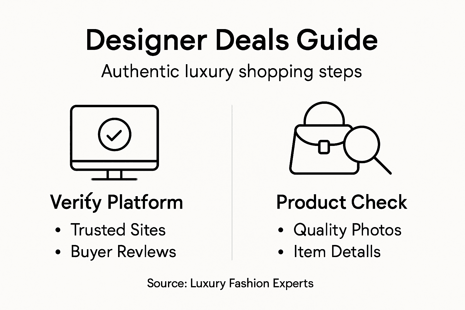 Infographic of authentic designer shopping steps
