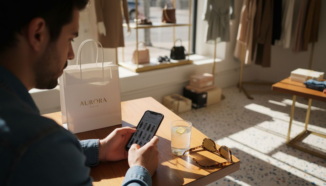 Man browsing designer clothing in boutique