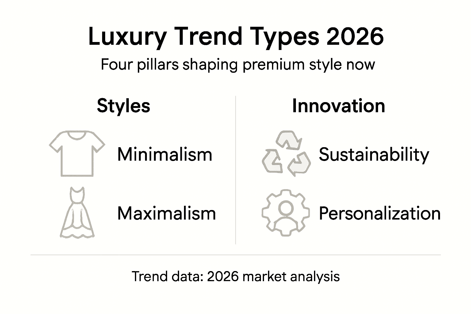 Infographic comparing key luxury trend types