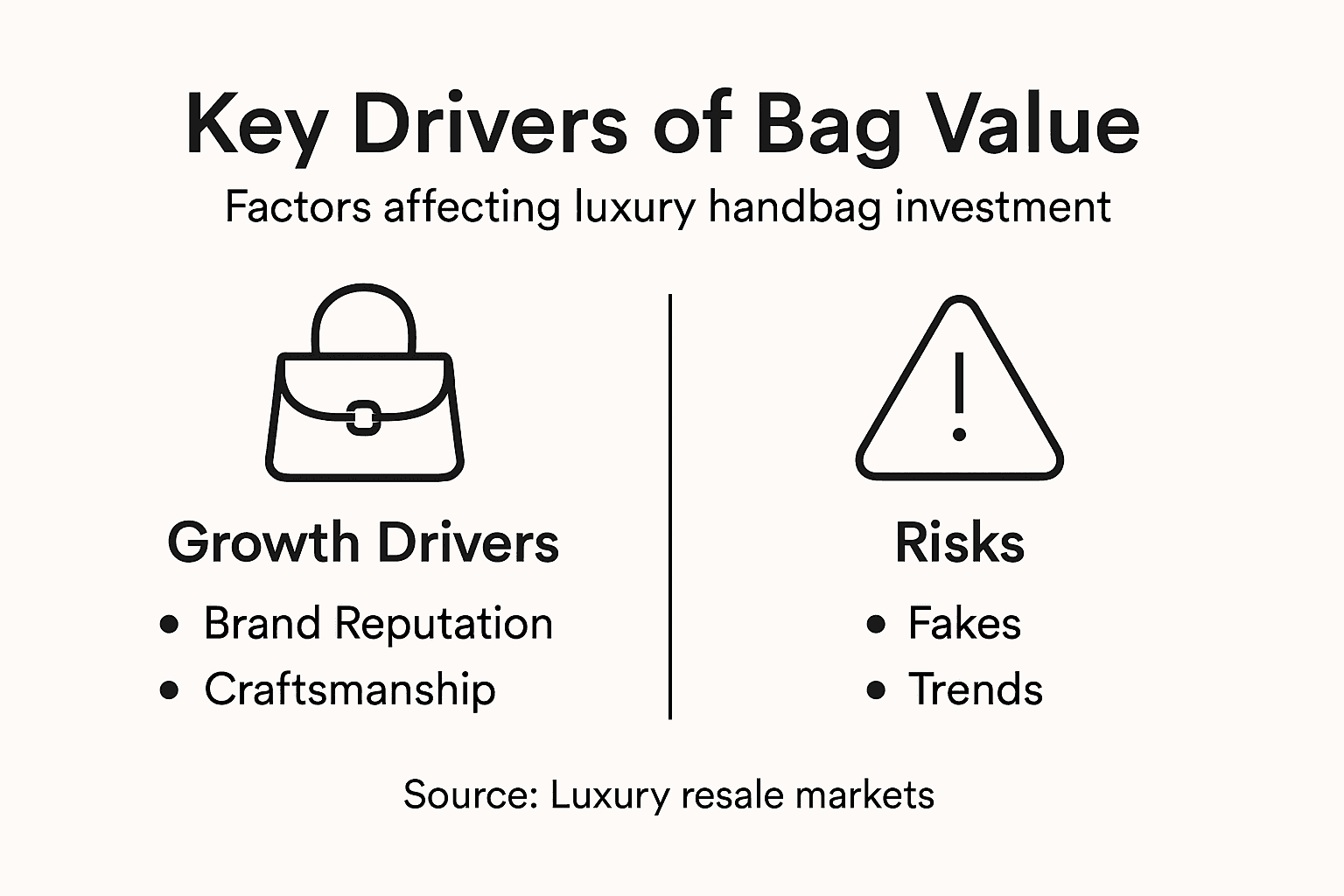 Infographic showing factors influencing bag value