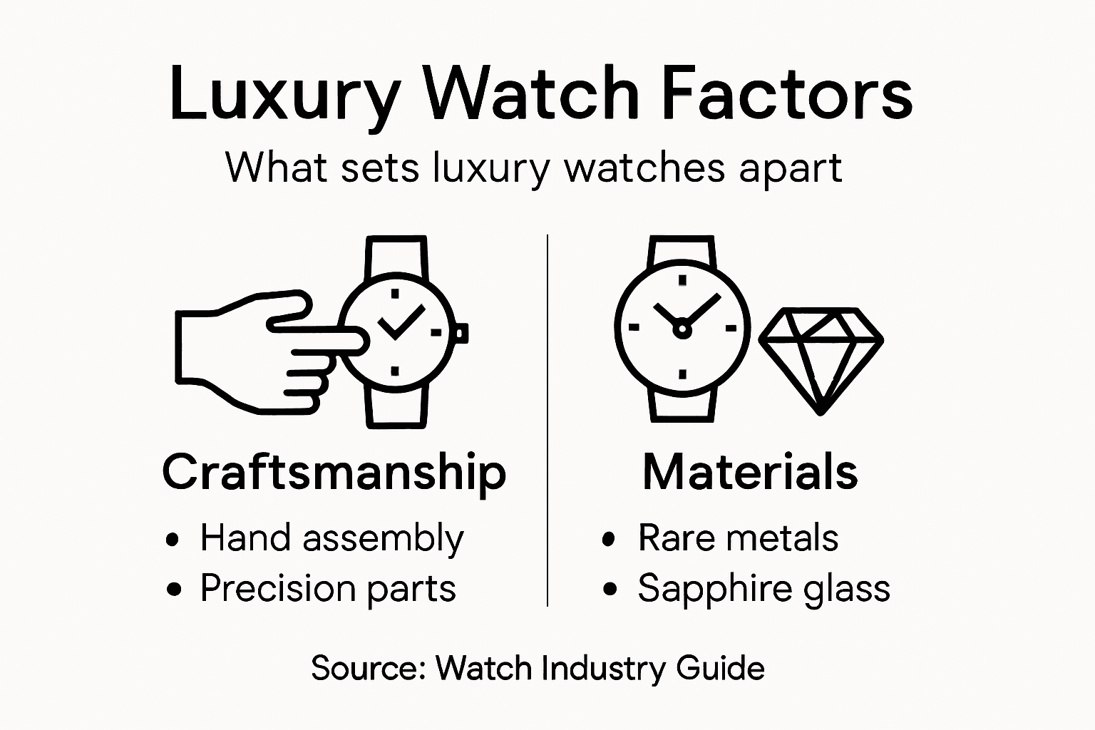 Infographic outlining luxury watch key factors