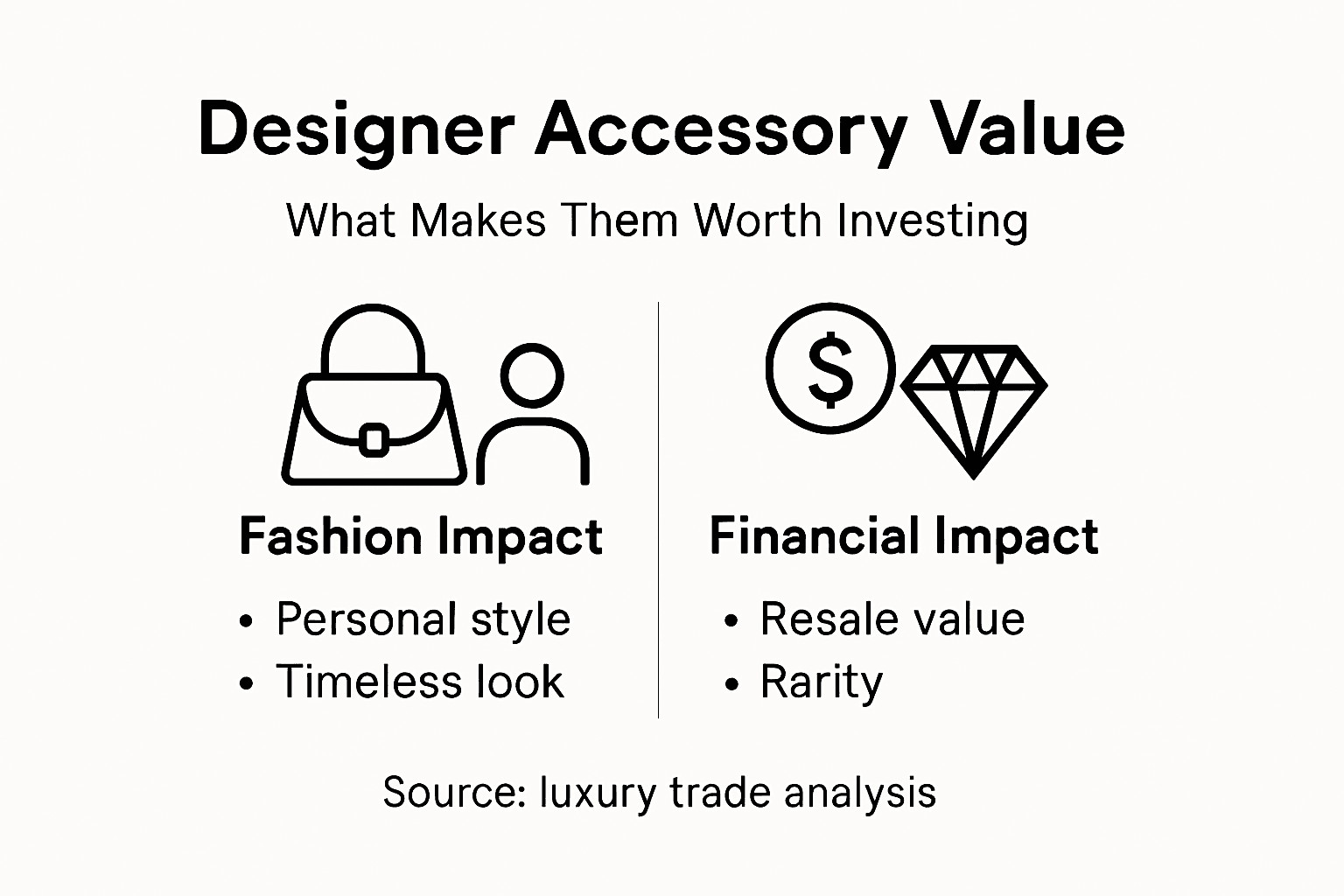 Infographic of designer accessory value points