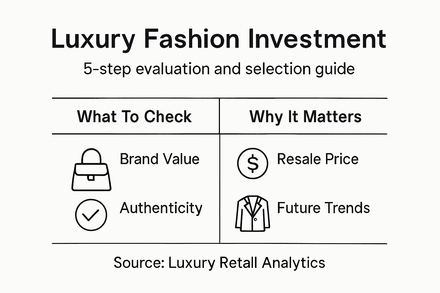 Infographic showing luxury fashion investment steps