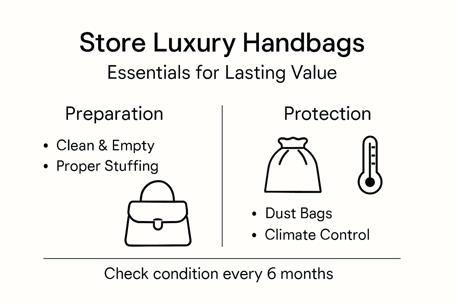 Infographic showing luxury handbag storage essentials