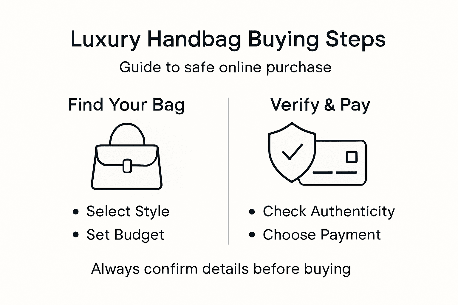 Infographic showing luxury handbag buying steps