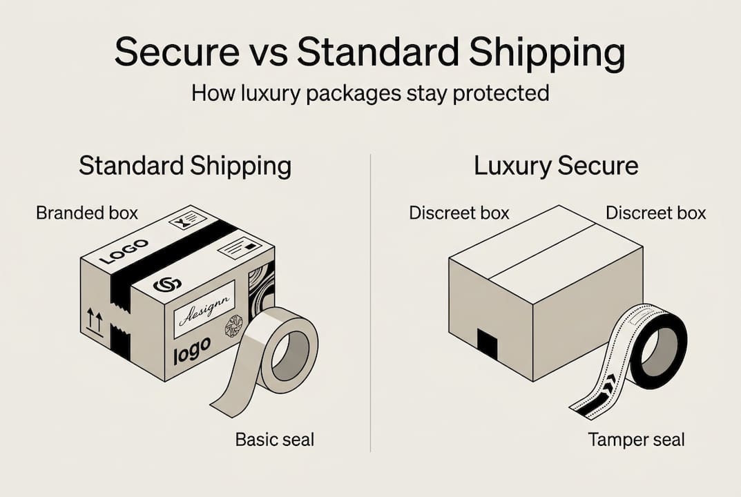 Infographic contrasting standard and secure shipping features