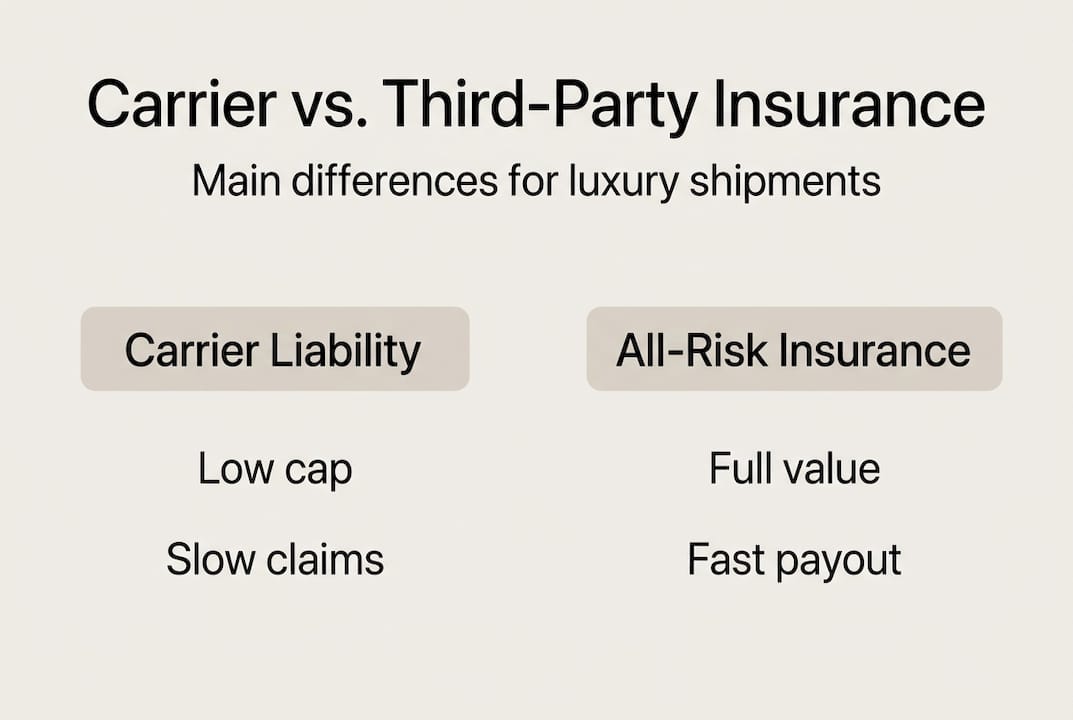 Infographic comparing shipping insurance options
