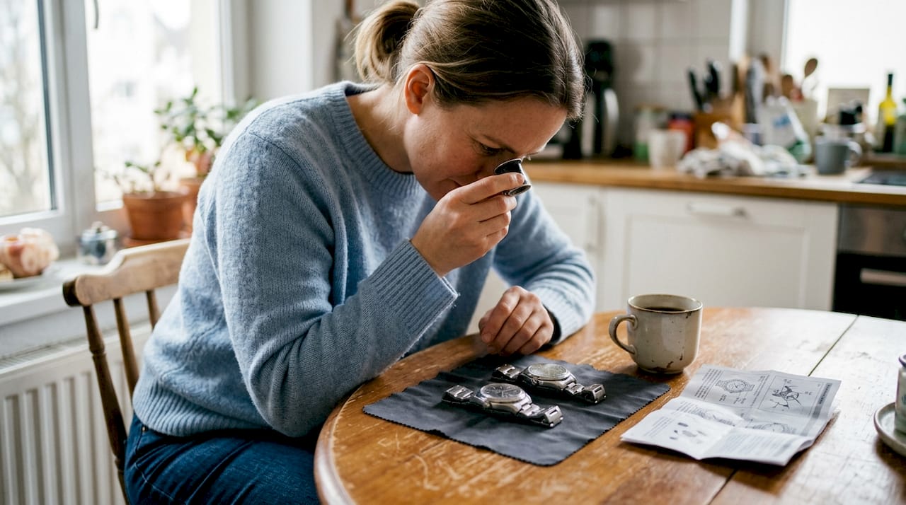 Collector comparing superclone watches side by side