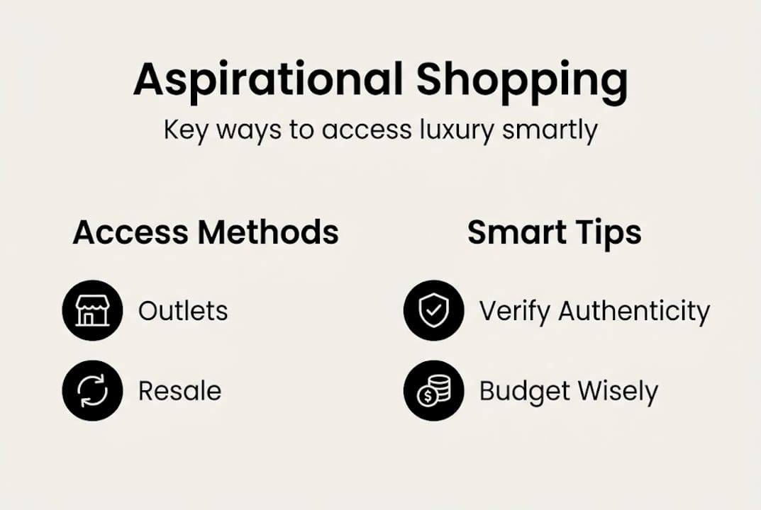 Infographic showing aspirational shopping strategies